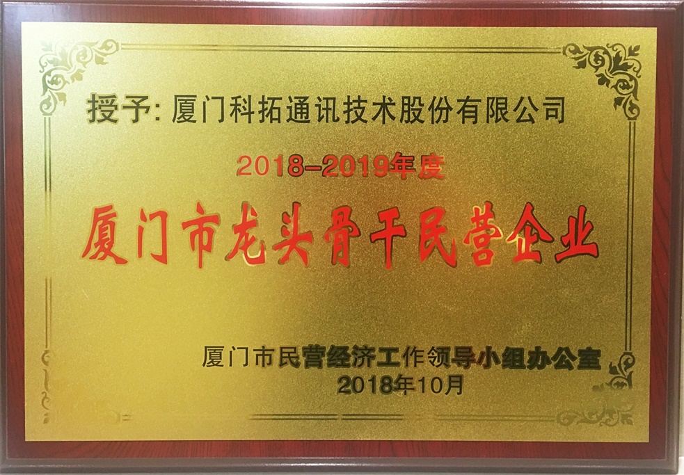 2018-2019年度 廈（xià）門（mén）市龍（lóng）頭骨幹民營企業